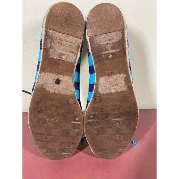 KATE SPADE NY Sz 5M Textile Pull-on Bow Front Loafers Navy/Green Nautical Preppy - Picture 10 of 12